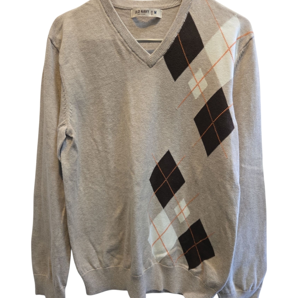 Old Navy V-Neck Sweater with Argyle Pattern